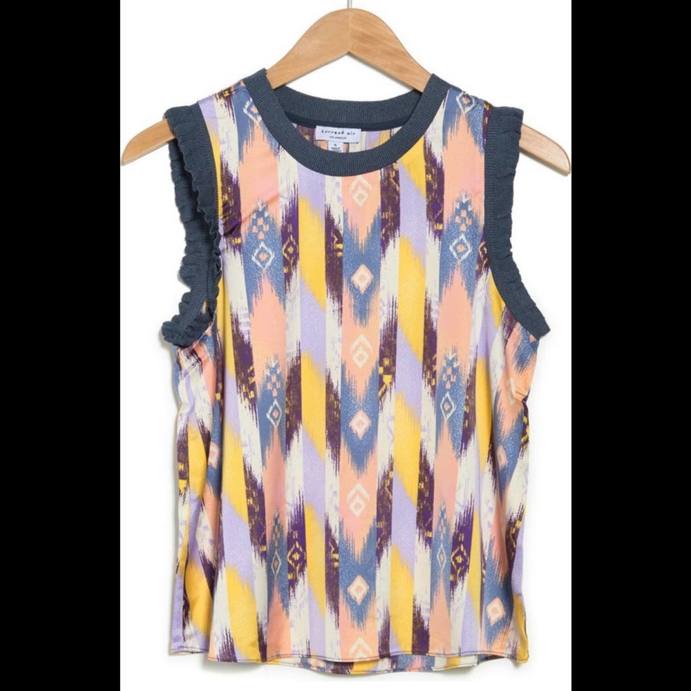 Current Air Flutter Sleeve Ruffle Woven Tank
